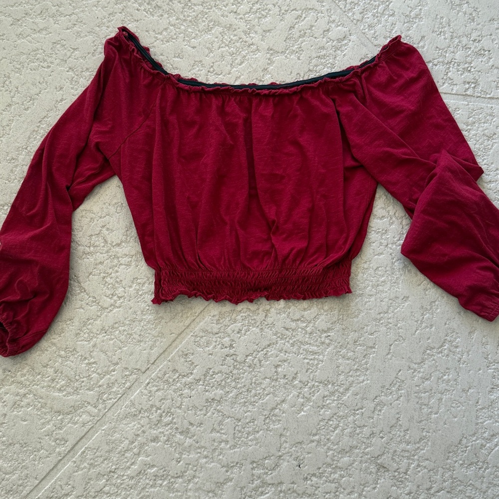 Me to We Red Off-Shoulder Crop Top